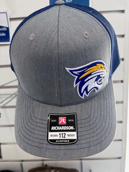 Trucker hat - Royal/gray with right logo