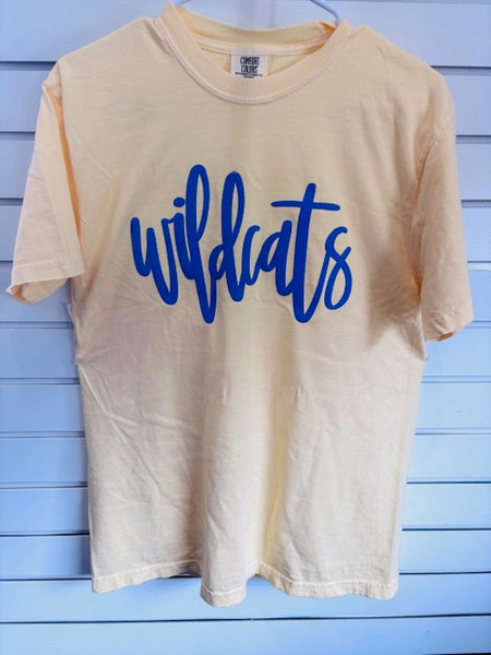 Yellow tee with Blue Puff Wildcat