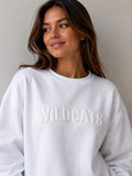 White puff Wildcats on white crew
